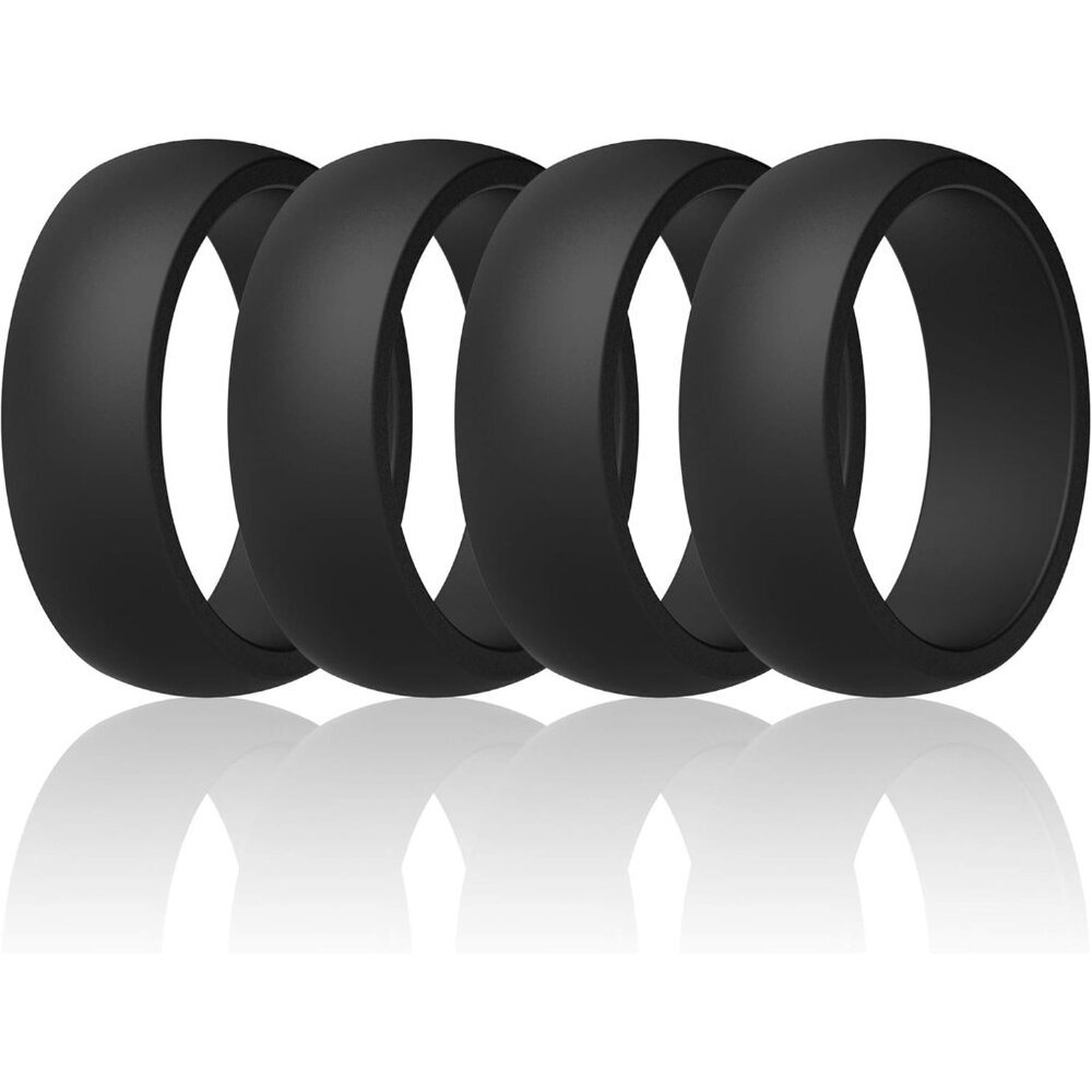 Flex Fit Men's Silicone Wedding Bands - 4 Pack 8.7mm Wide, Extreme Duty Ready